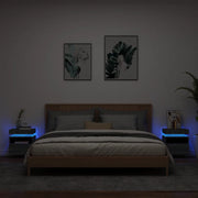 vidaXL Comodini con Luci LED 2pz Grigio Sonoma 40x39x48,5 cm