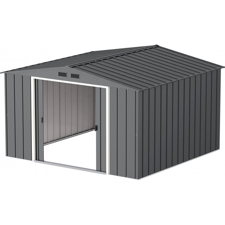 Casa in metallo grigio 10x10 Ezooza 3023 x 3221 x 1961 mm soluzione di stoccaggio premium con sistema di ventilazione