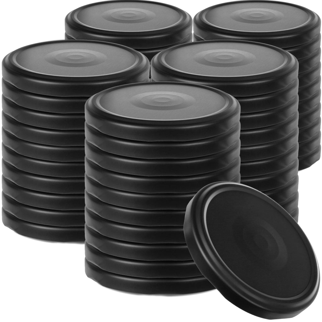 KADAX Coperchi in metallo per vasetti Virbo, 50 pezzi, diametro 82mm, nero opaco