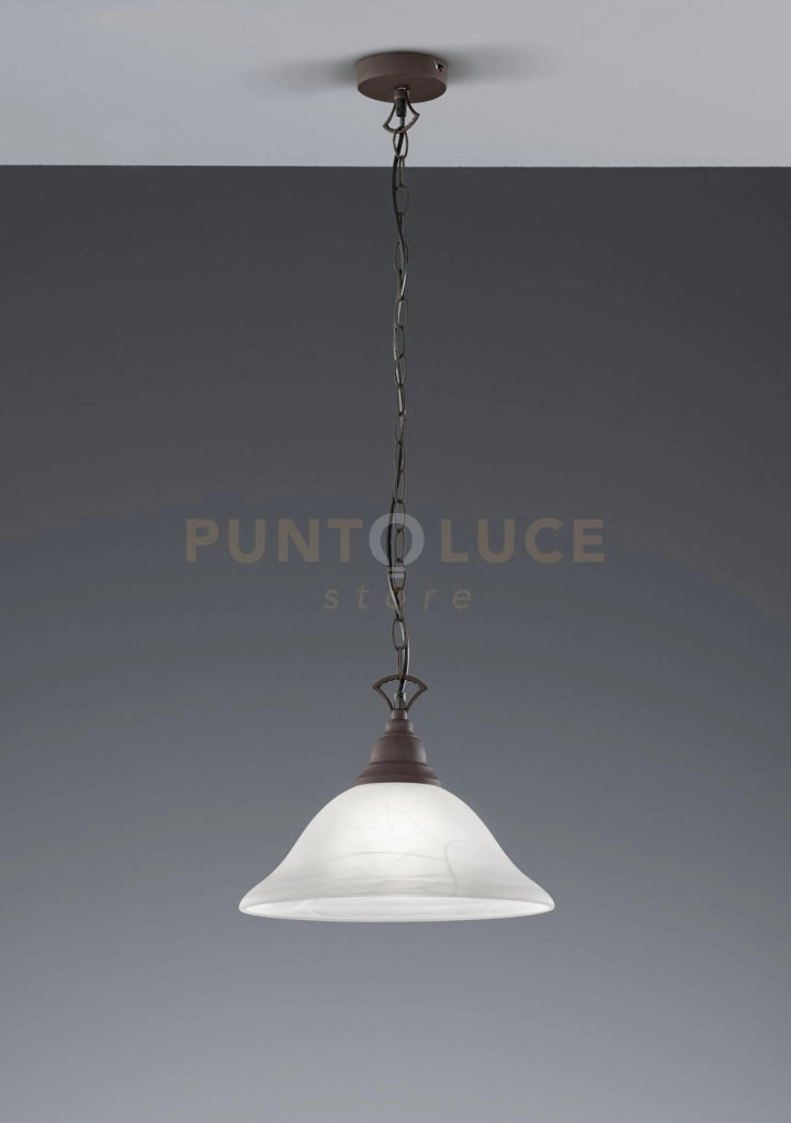 COUNTRY SOSPENSIONE 1 LUCE  VETRO E METALLO RUGGINE 33,5CM ATTACCO E27