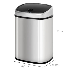 PATTUMIERA AUTOMATICA 48 L IN ACCIAIO ARGENTO 40,5x29,5x57 cm