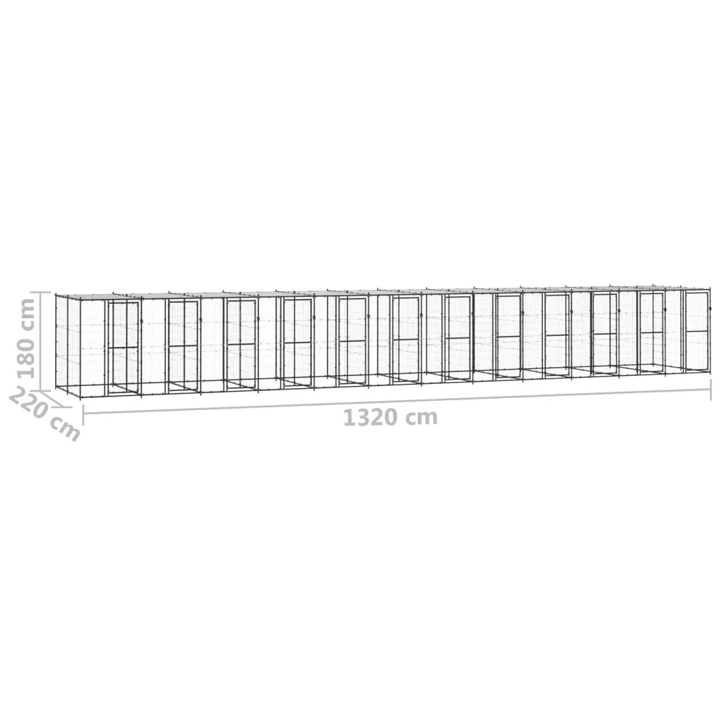 Gabbia per Cani da Esterno in Acciaio con Tetto 29,04 m² 3082259