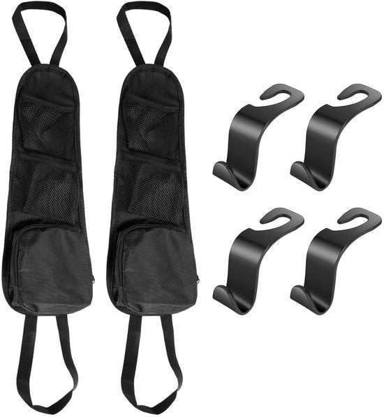 Borse di stoccaggio 2 pezzi - Borsa multifunzionale - Haken automatici 4 pezzi - Materiale duraturo - Nero - 16x22 cm - Borsa per auto