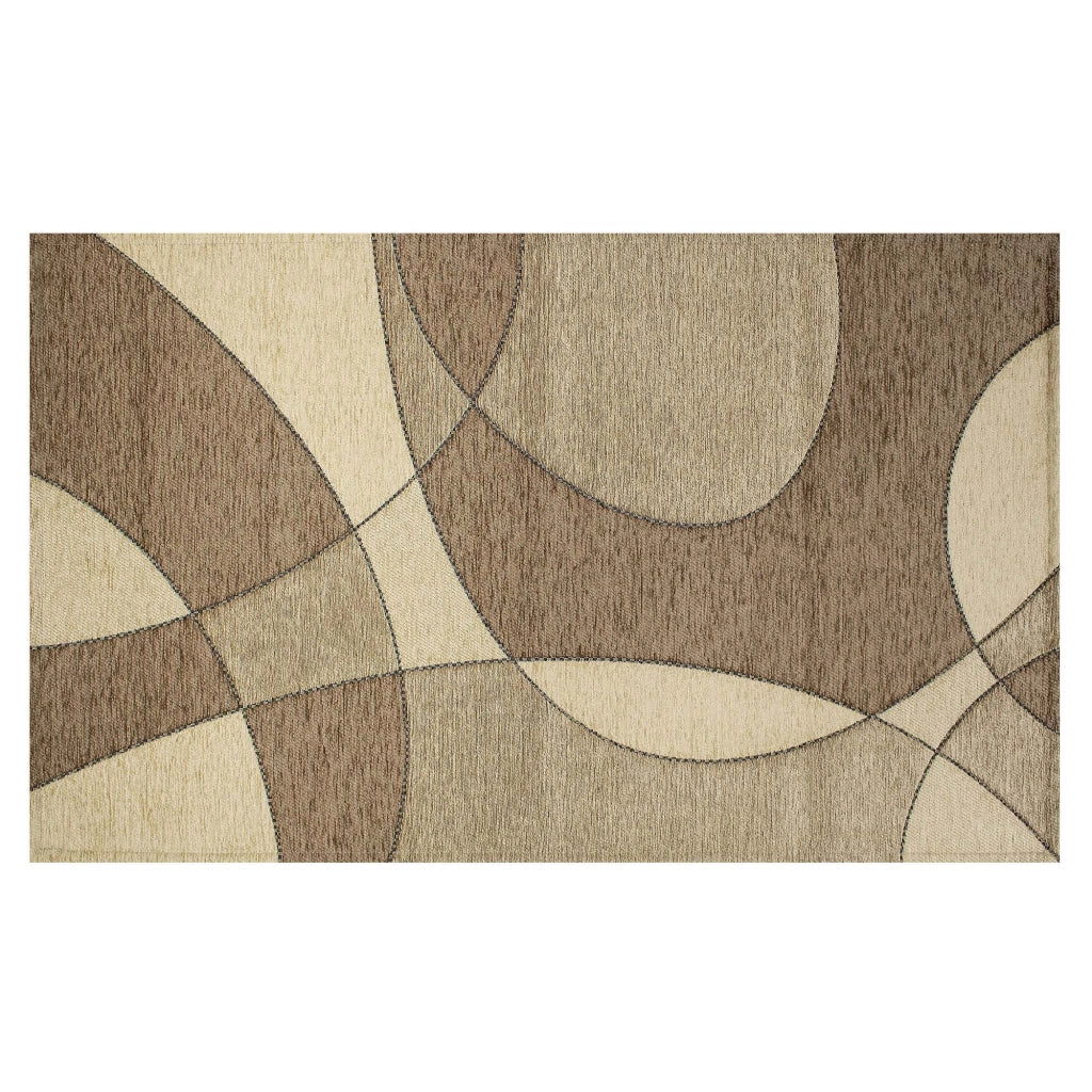 Tappeto Arredo Moderno Morbido in Ciniglia Ingresso Antiscivolo Prodotto Italiano  Soggiorno Camera Salotto Disegni Piazzati Cotone Varie Misure Grande Hills/Fango - 140x200 cm