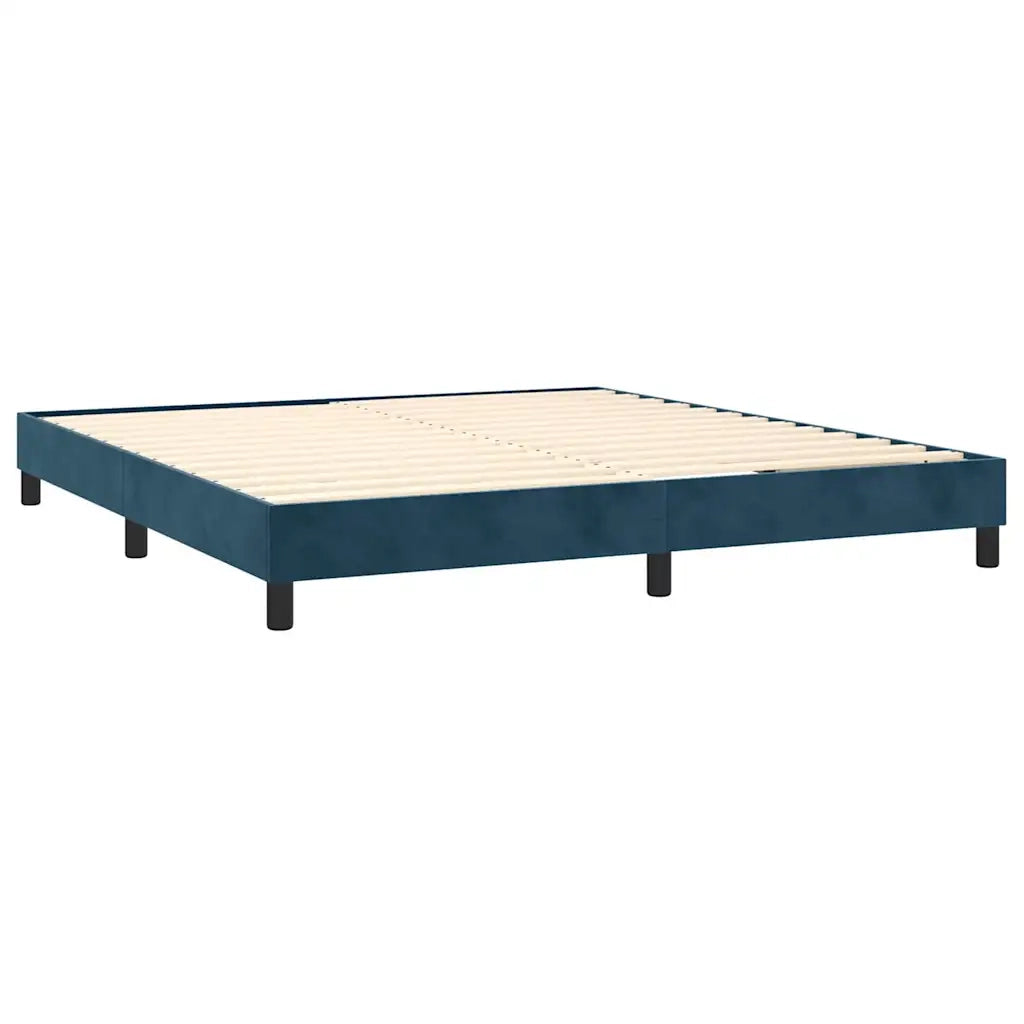 Giroletto a Molle con Materasso Blu Scuro 160x200 cm in Velluto 3127623