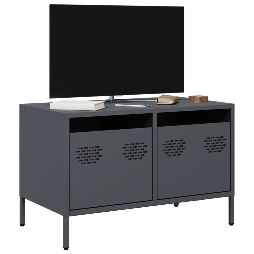 Mobile TV-Credenza TV-Console TV Antracite 68x39x43,5 cm in Acciaio Laminato a Freddo 377749
