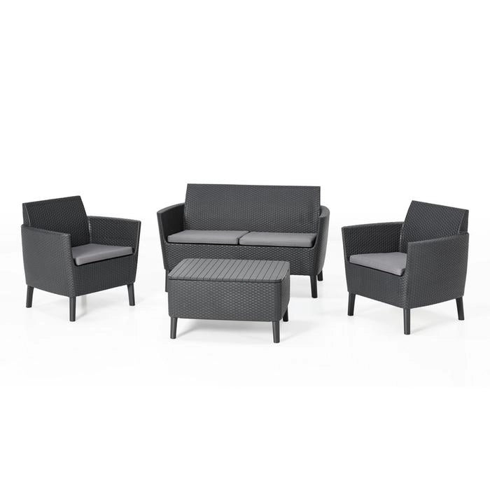KETER SALEMO SET SALOTTINO DA GIARDINO 2 POLTRONE + DIVANO + TAVOLINO CAPPUCCINO