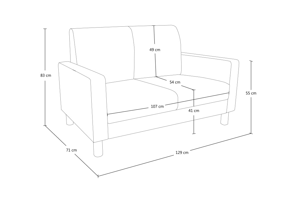 Divano 2 posti in ecopelle nero - Charlie - DI-CHA10PU