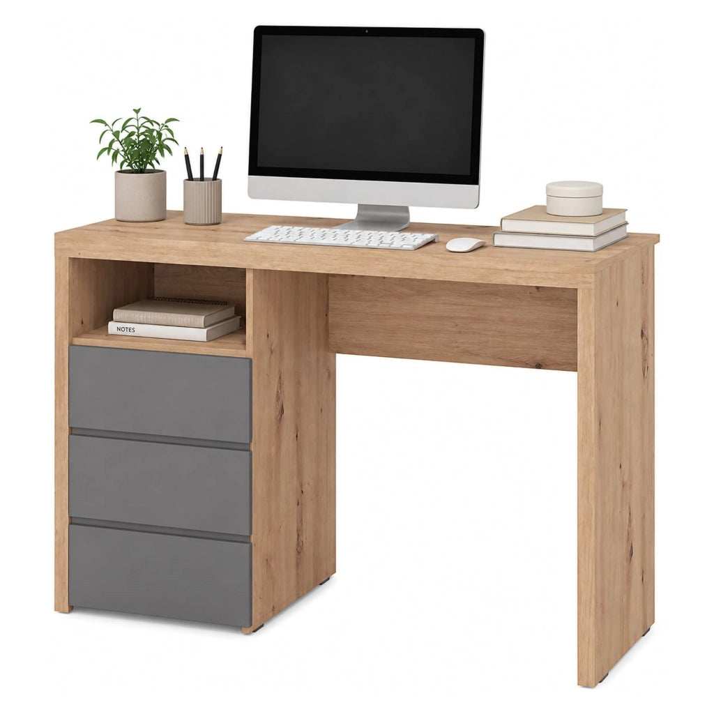 Flam, Scrivania 2 Cassetti, 127x52x77h cm Marrone Rovere Nodi