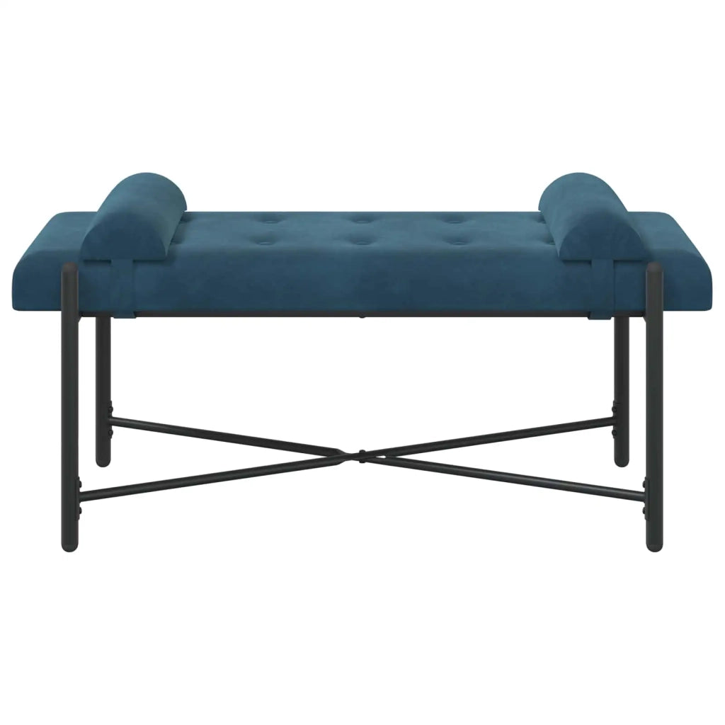 Panchina con bottoni e cuscini Blu 110 x 40 x 46 cm Velluto 42038394