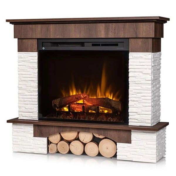 Caminetto Elettrico Angolare da pavimento A Libera Installazione - Rovere - 23" - 91 x 89 x 76,5 - PORTO