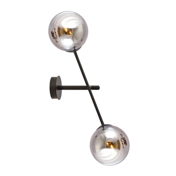 Lampada da parete LINEAR in acciaio nero con paralumi in vetro grafite