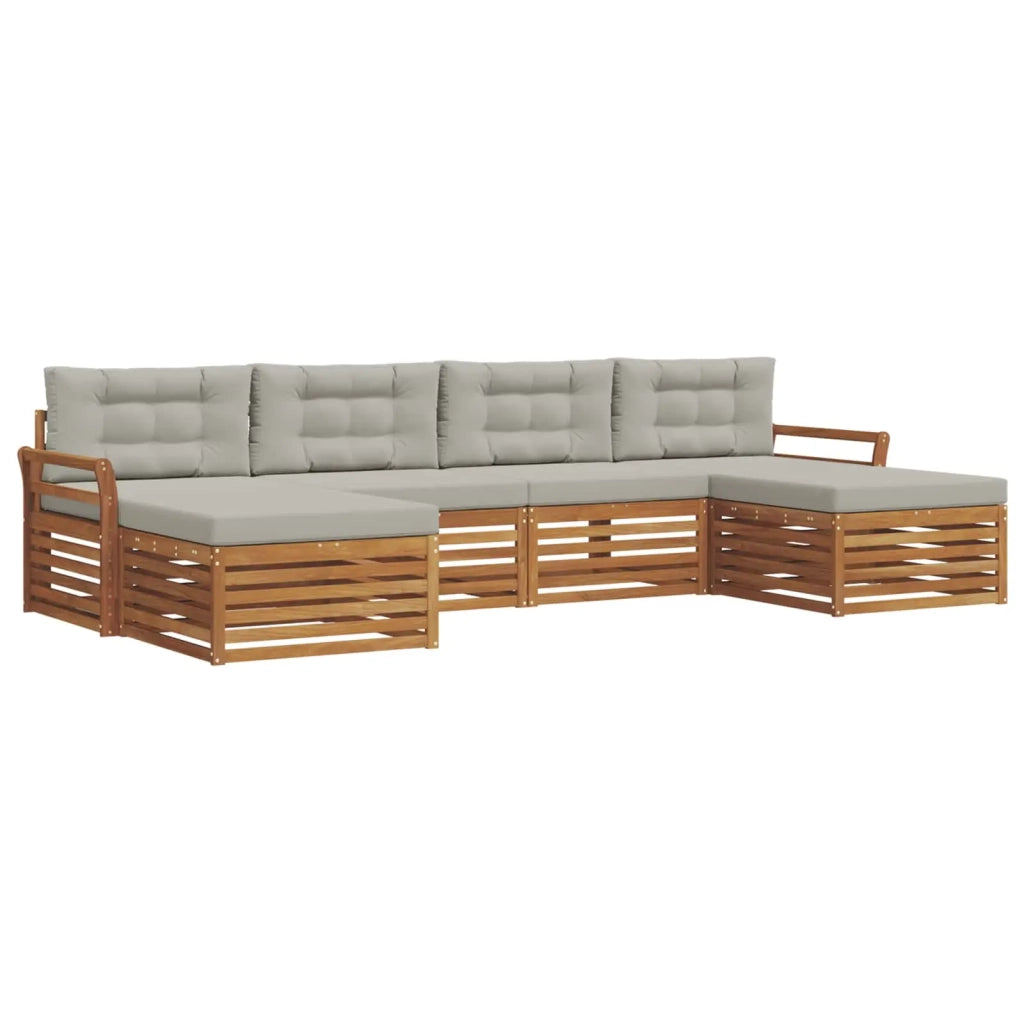 Set divani con cuscino 6 pcs Grigio Naturale e Chiaro