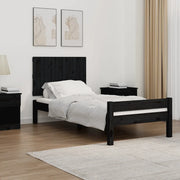 Testiera da Parete Nera 95,5x3x60 cm in Legno Massello di Pino 824837