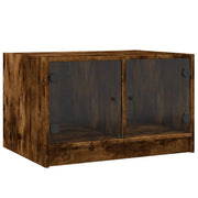 Tavolino da salotto | Tavolino da caff¨¨ | Tavolino da Soggiorno con Ante in Vetro Rovere Fumo 68x50x42 cm