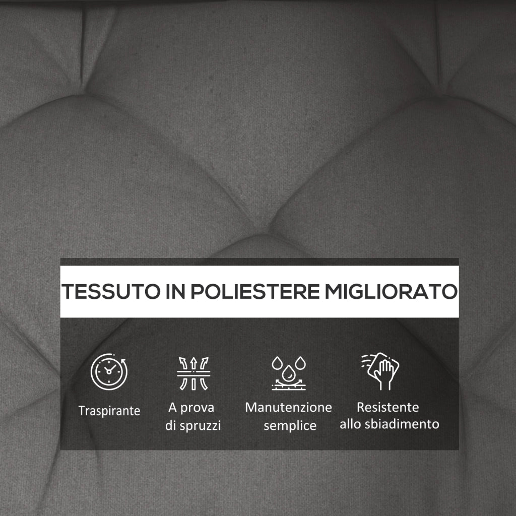 Set 3 Pezzi Cuscini da Giardino per Divani e Pallet in Poliestere con Imbottitura Spessa, Grigio Carbone