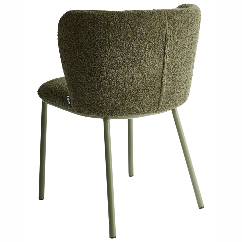 Set di 2 sedie da bar moderne in poliestere verde scuro Schienale curvo Gambe nere Sala da pranzo moderna Cucina