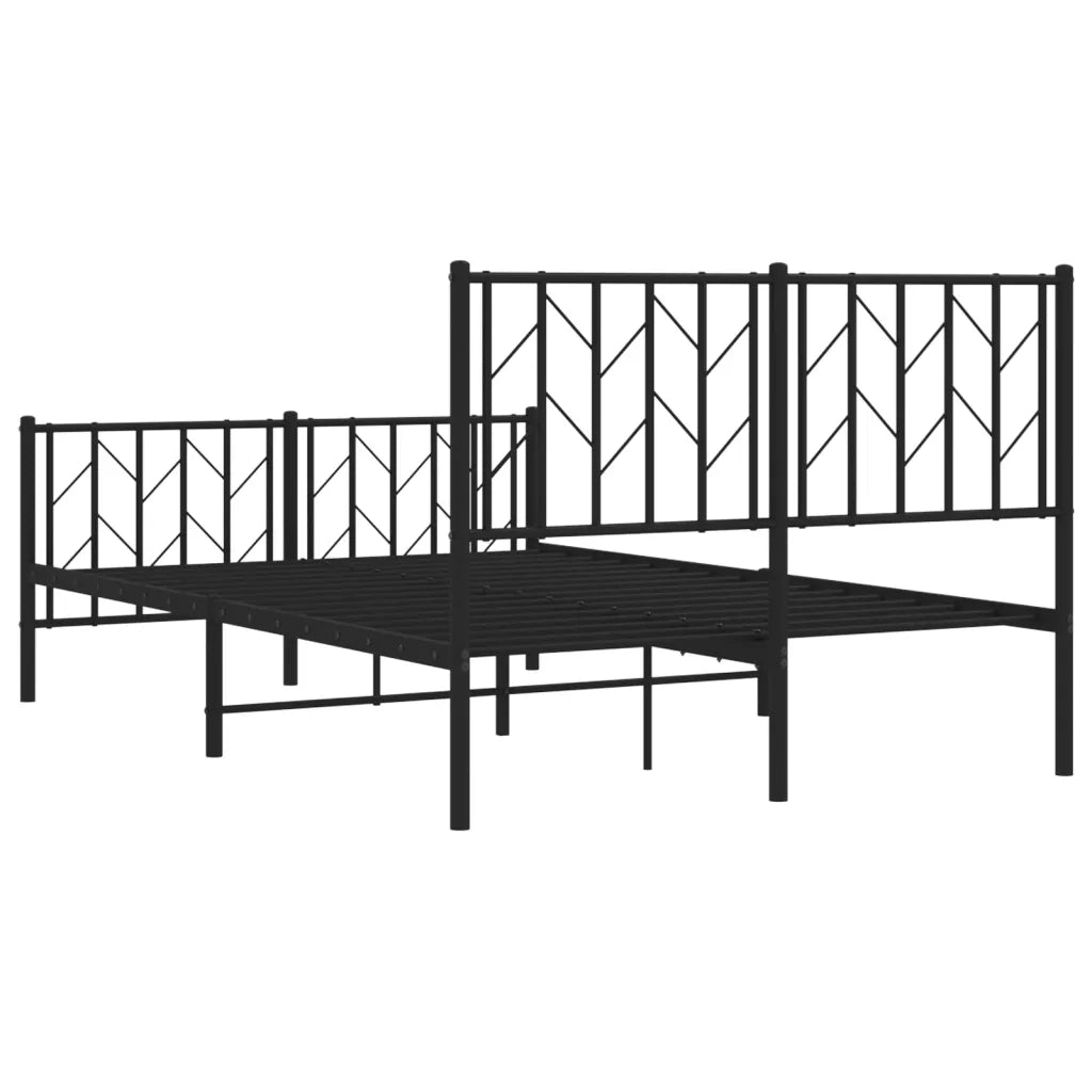 Giroletto con Testiera e Pediera Metallo Nero 120x200 cm 374453