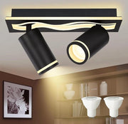 Luce di Sotto in Alto 13 W + 2 x 6 W Gu10 Bianco Caldo 3000 K Lampada LED a Soffitto Moderna Rotante per Cucina, Salotto, Camera da Letto