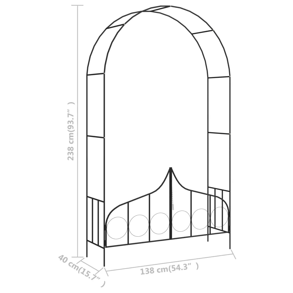 Arco da Giardino con Porta Nero 138x40x238 cm in Ferro  cod mxl 76445