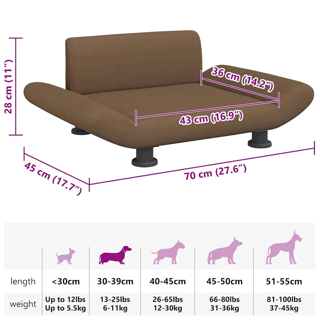 Cuccia per cani comoda cesta da divano 70 x 45 x 28 cm tessuto marrone 02_0042815