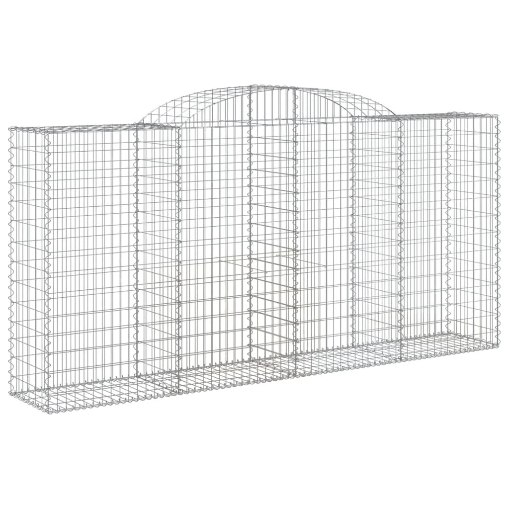 Cestini gabbioni recinzione a gabbia muro di contenimento ad arco 5 pezzi 300 x 50 x 140/160 cm ferro zincato argento 02_0040913
