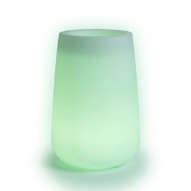 Vaso luminoso alto moderno di design Ø43 H75 in polimero resistente con LED verde per interno ed esterno - Made in Italy - Monacis