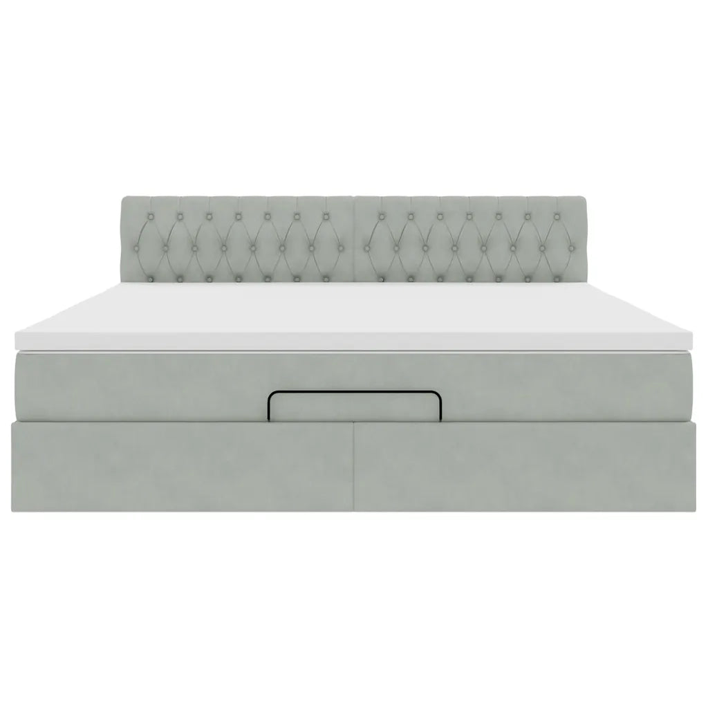 Struttura Letto Pouf con Materasso 160x200 cm in Velluto