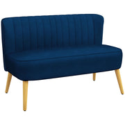 Divano 2 posti retr¨° ¨C Xylo ¨C gambe in legno, 117x56.5x77 cm, blu