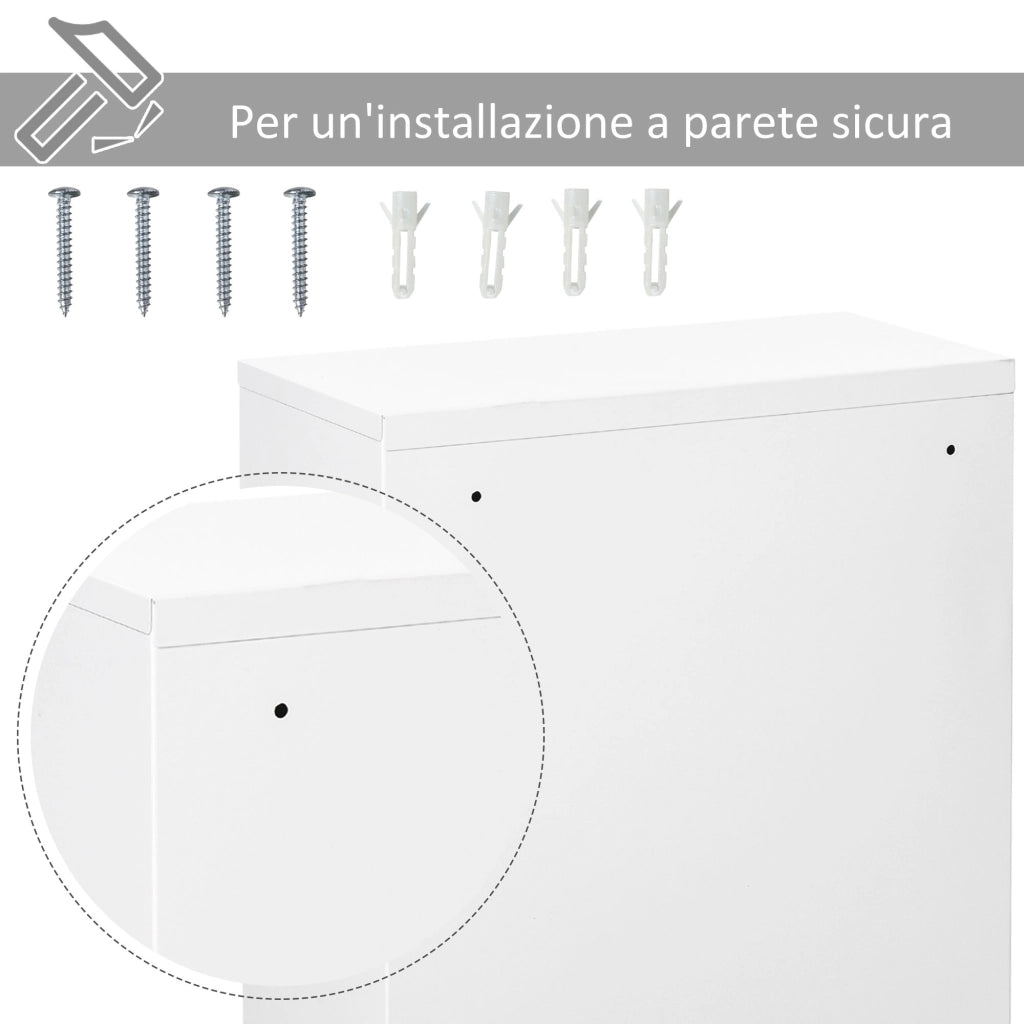 Armadio da parete a 3 livelli in acciaio ¨C zephmum ¨C Bianco, 40x18x60 cm