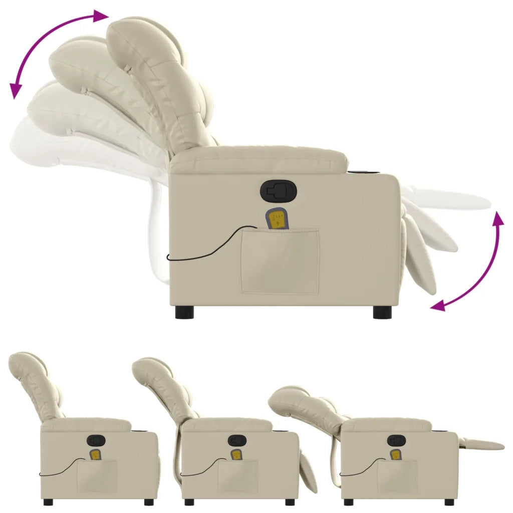 Divano Sedia-Poltrona reclinabile massaggiante in Similpelle Crema 579253