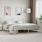 Giroletto con Testiera-Struttura Letto con testiera Metallo Bianco 200x200 cm 690078
