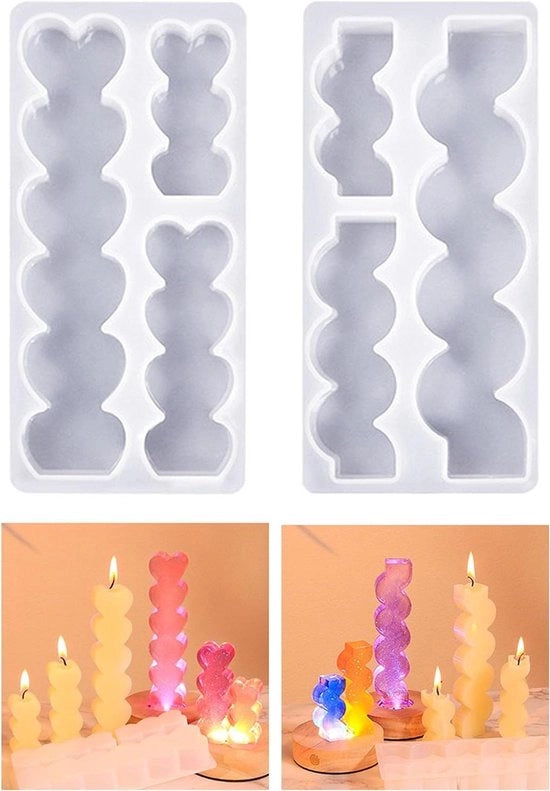 Silicati per modellare candele - 2 pezzi - Decorazione natalizia e candele artigianali - Forme a cuore e spirale.