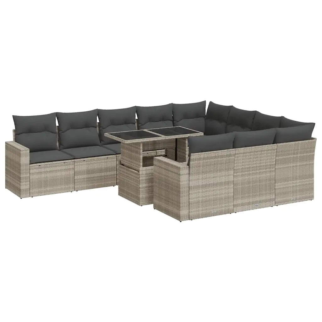 Set Divani da Giardino 11 pz con Cuscini in Polyrattan Grigio 3326393