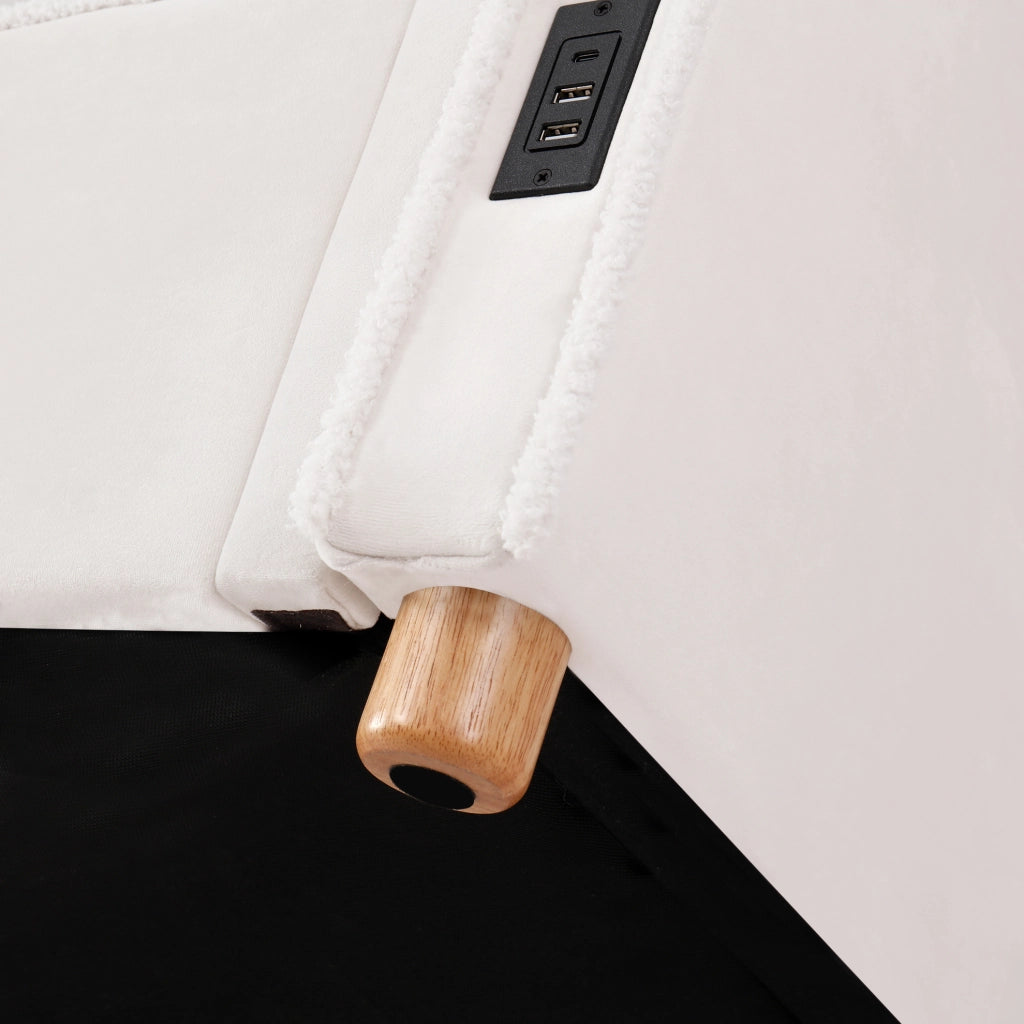 Letto da giorno imbottito 90x200 cm con contenitore idraulico e USB