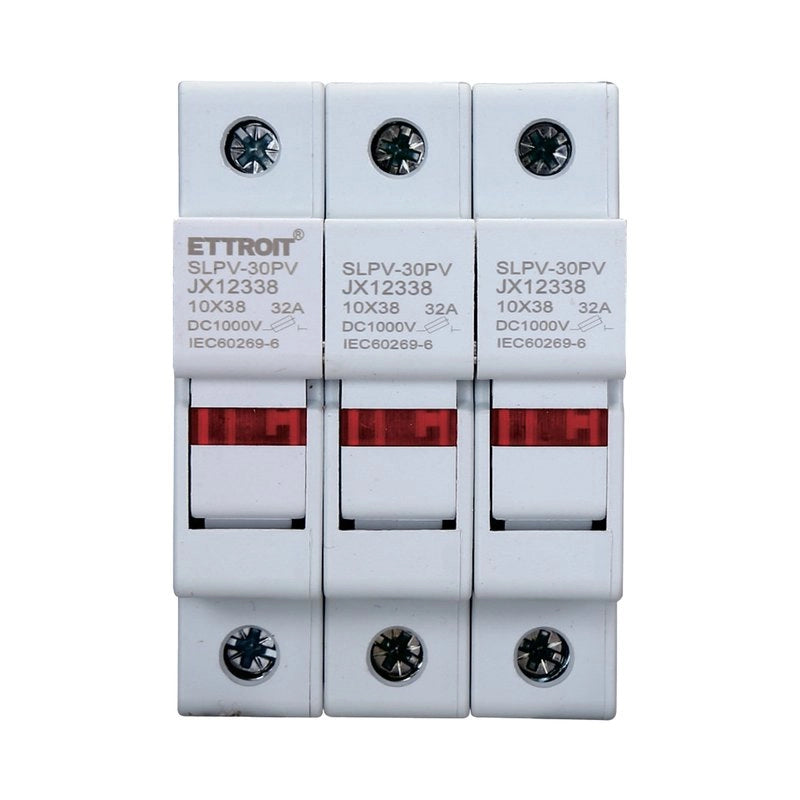 Portafusibile Modulare DC Fotovoltaico 3P 3M D10X38mm 32A DC 1000V IP20 IEC60269-6