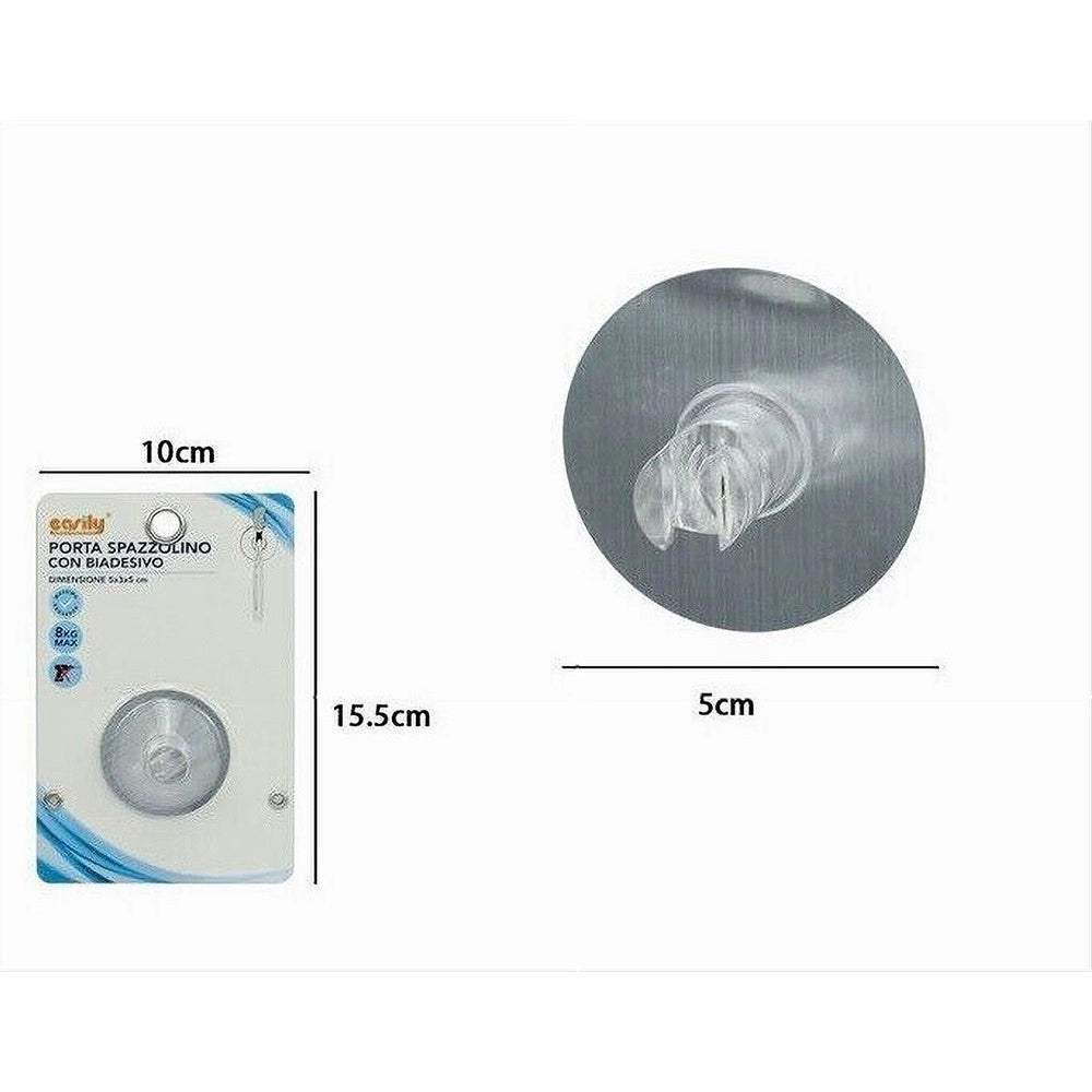 Trade Shop - Porta Spazzolino Da Denti Montaggio A Parete Gancio Con Biadesivo Bagno 79832 -