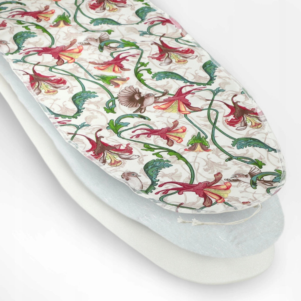 Fodera per asse da stiro KADAX con retro elasticizzato, 112x32 cm, motivo uccelli.