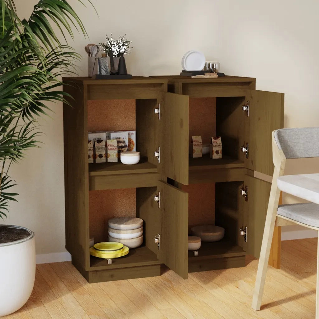 Credenze 2 pz Ambra 31,5x34x75 cm in Legno Massello di Pino 813387