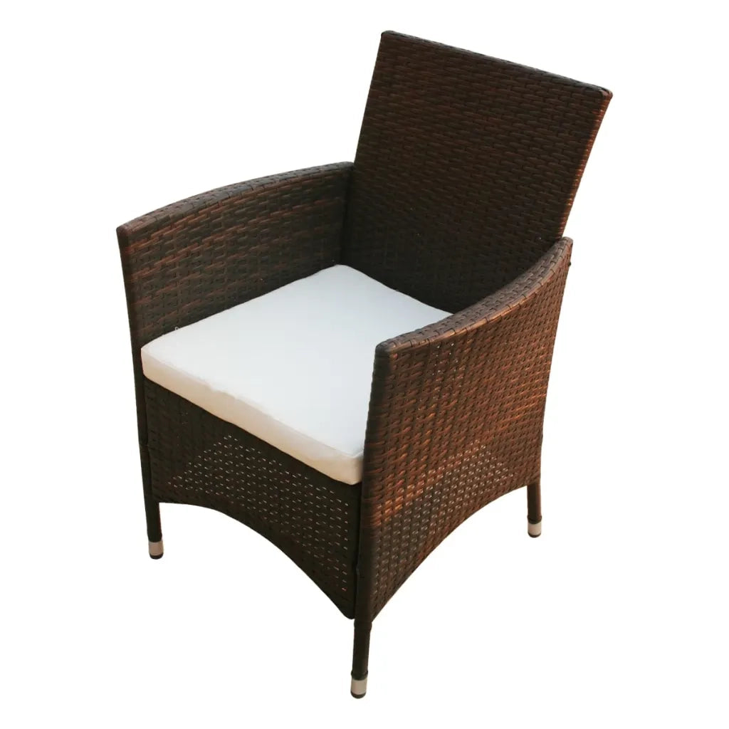 Set da Pranzo da Giardino 5 pz | Set Salotto da Giardino con Cuscini Polyrattan Marrone