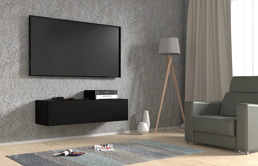 MOBILE TV PORTA TV STAND TV SOGGIORNO BINGO 120x40x30cm NERO OPACO
