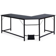 Scrivania ad angolo a forma L per ufficio, Tavolo ampio per computer in legno da casa 168x125x74cm Nero