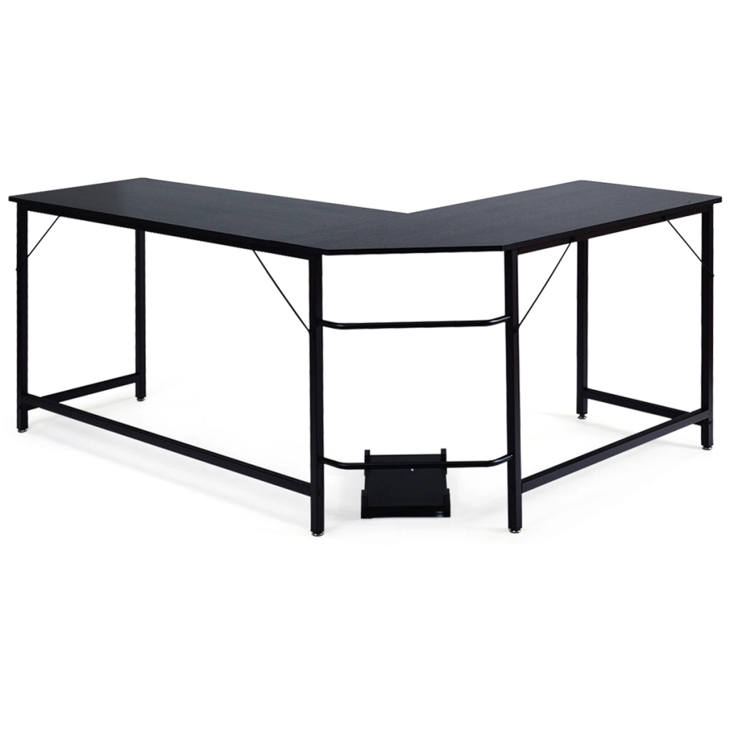Scrivania ad angolo a forma L per ufficio, Tavolo ampio per computer in legno da casa 168x125x74cm Nero