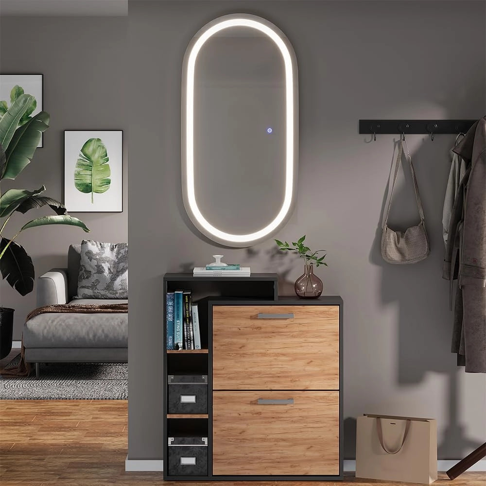 Specchio bagno Miral, Vetro, 100 x 50 cm con illuminazione frontale, adatto al montaggio a parete per ambienti umidi