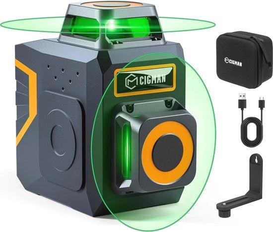 Laser livella a 2x 360° con supporto magnetico – Livella laser autoaggiustante con batteria Li-ion