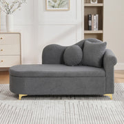 Dormeuse 134 x 64 x 70 cm grigia con contenitore, 2 cuscini, senza materasso