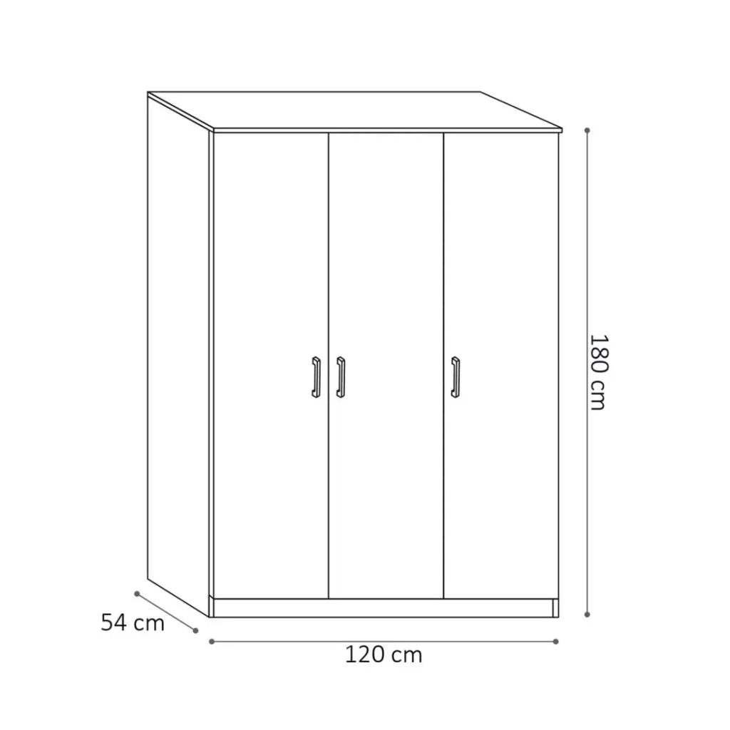 Armadio a 3 ante REY colore rovere sonoma – 120 x 180 x 50 cm