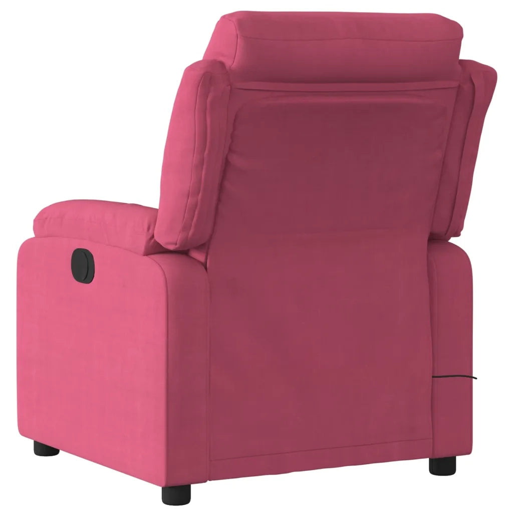 Divano Sedia-Poltrona Massaggiante Reclinabile Elettrica Rosso Vino Velluto 506449