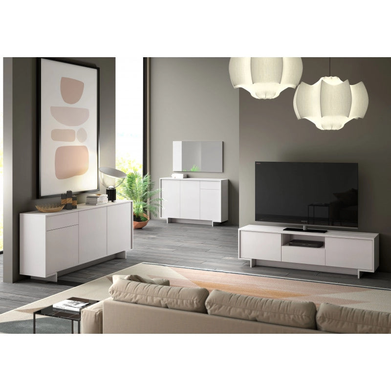 Madia Frame 3 ante con cassetto push to open bianco 170x42x78 cm - Terraneo
