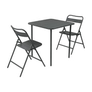 Set tavolo da giardino in acciaio con 2 sedie pieghevoli, 70cm,